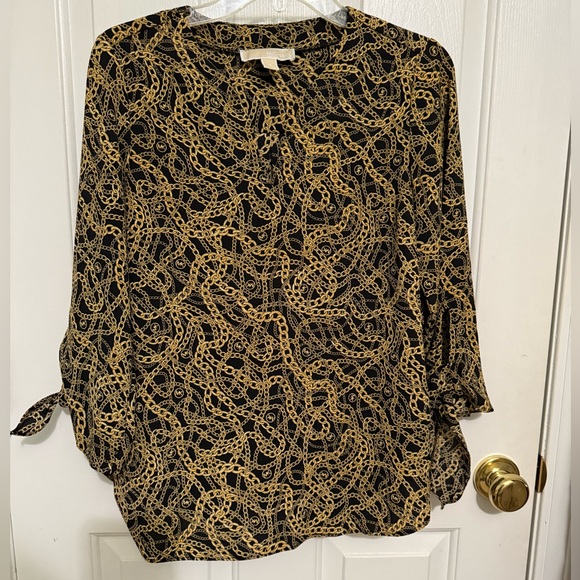 Michael Kors Black and Gold Chain Print Blouse *EXCELLENT CONDITION* - Picture 1 of 9